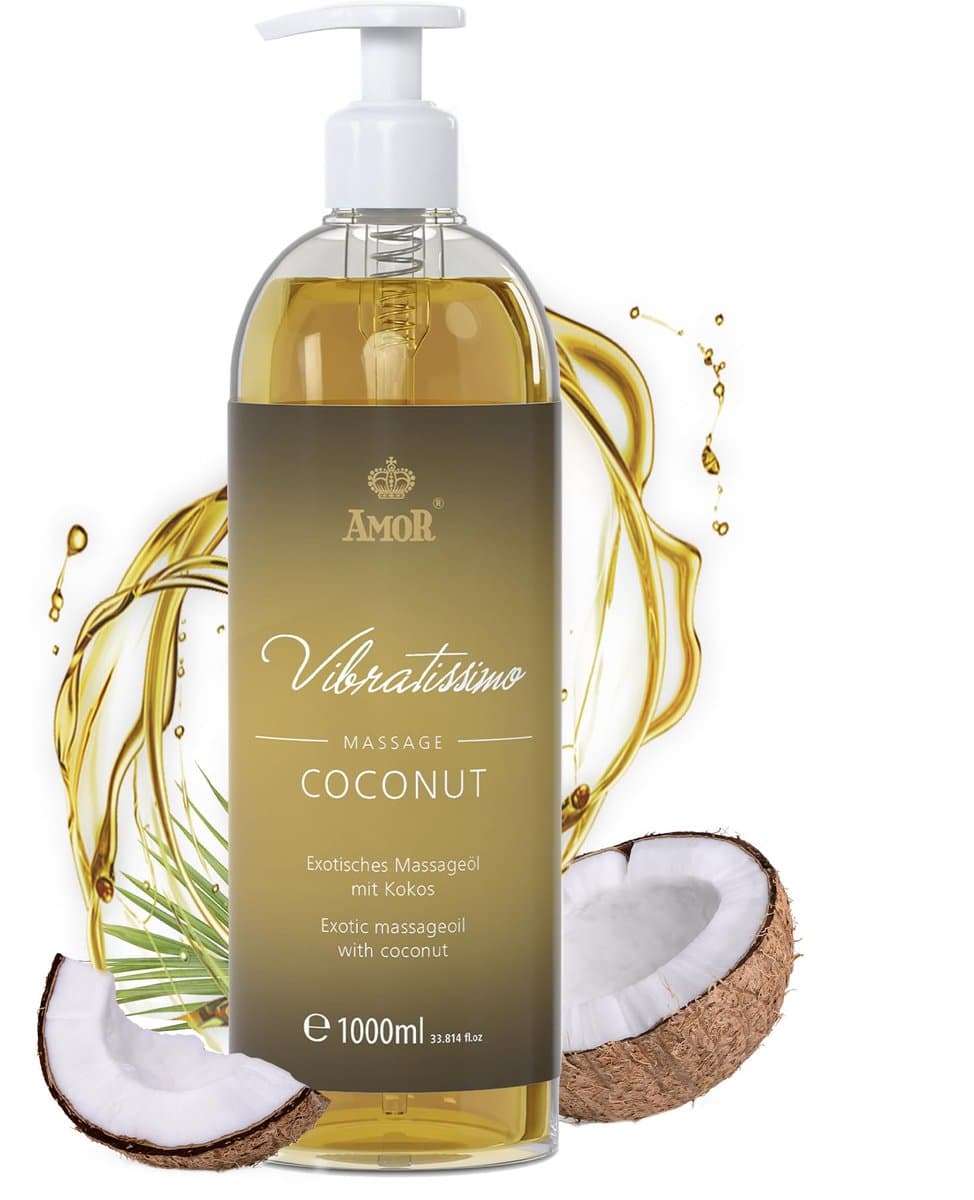 Vibratissimo 'Coconut': exotische massageolie met kokosnoot, liefdesolie, erotische olie, 1000 ml — afbeelding 1