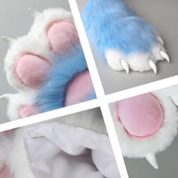 Fursuit Poten Faux Fur Pluche Harige Poten, Therian Poten met klauwen, Padding Therian Handschoenen, Harige Spullen Kat Poot Handschoenen Wolf Poot Vos Harige Handschoenen — thumbnail 5