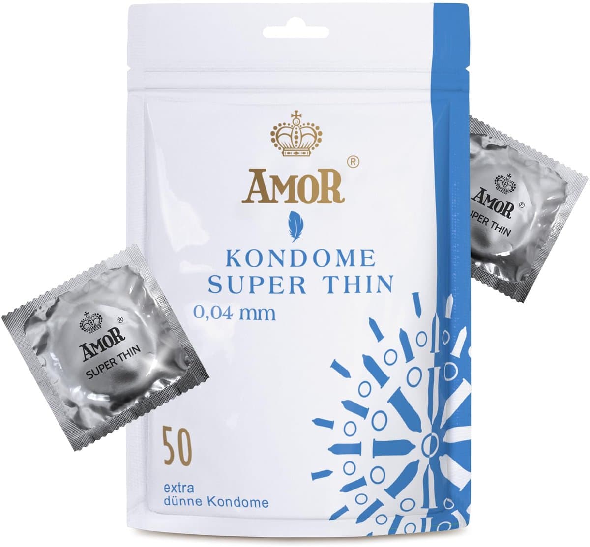 AMOR Premium super thin condooms, extra dunne wanddikte 0.04 mm, Ø 53 mm, 50 stuks — afbeelding 1