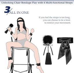 Bondage Set - Bed Fixatie Voor Koppels - Verstelbare Riemen, Boeien, Oogmasker & Veer Kit - Rollenspel Speelgoed — thumbnail 2