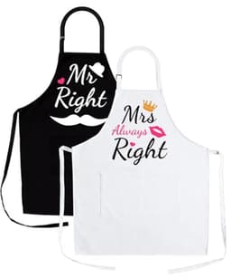 Gepersonaliseerd Mr & Mrs Schort - 2 Stuks Keukenschort voor Valentijnsdag, Bruiloft, Verloving en Verjaardag — thumbnail 3