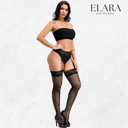 Elara Evelora – Sexy Jarretel Gordel met Kousen – 2-Delige Lingerieset – Verleidelijke Netkousen met Kant – S t/m XL – Dames Lingerie — thumbnail 4