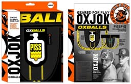 Oxjok Pisspig - 3D Rubber Urinal Jockstrap - Zwart/Geel L — thumbnail 3
