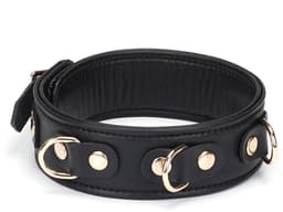 Liebe Seele - Dark Secret - Exclusieve Lederen Collar Met Leiband- Goud Metalen Hardware - Zwart/Goud — thumbnail 5