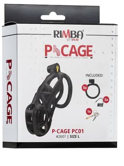 Rimba Toys - P-Cage PC01 - Kunststof Kuisheidskooi - Peniskooi - Chastity - Zwart - Verkrijgbaar in 3 maten — thumbnail 3