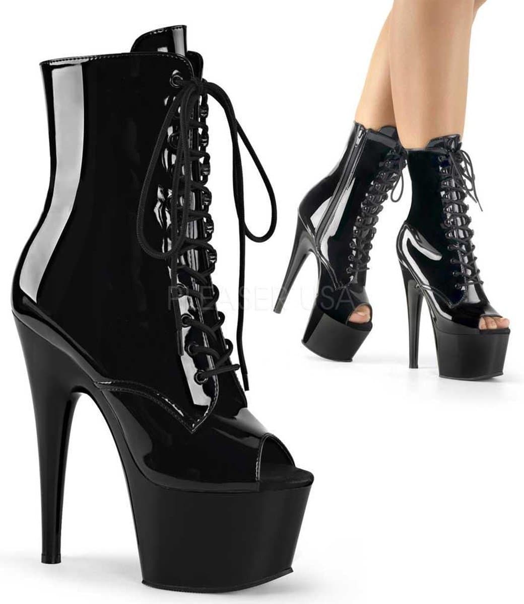 Pleaser - Adore-1021 Plateau Laarzen, Paaldans schoenen - 36 Shoes - Zwart — afbeelding 1