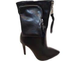 RUON- HALFHOOG LEDERLOOK LAARSJE-NAALDHAK 8 CM-EXTRA PURSE-38