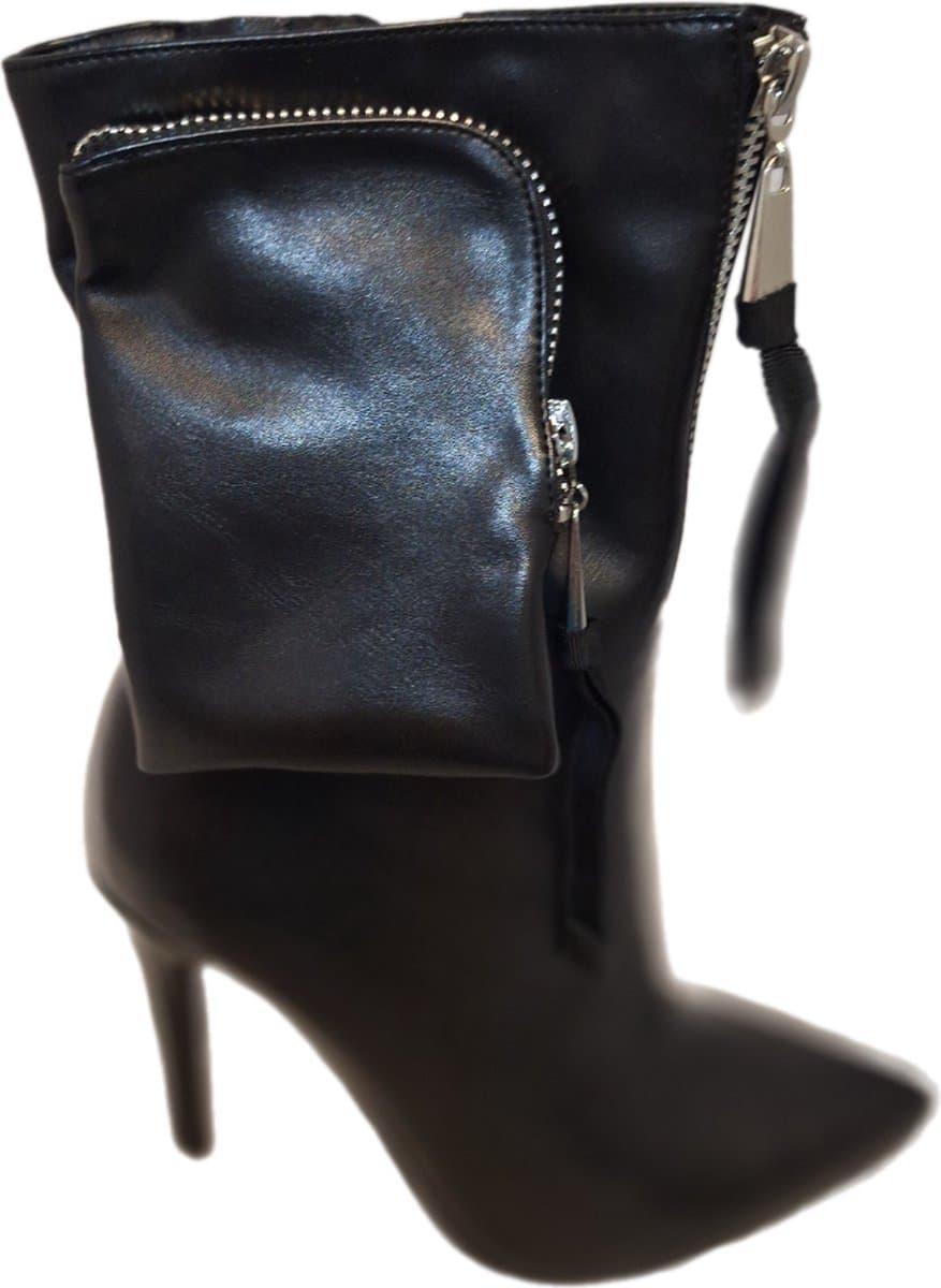 RUON- HALFHOOG LEDERLOOK LAARSJE-NAALDHAK 8 CM-EXTRA PURSE-38 — afbeelding 1
