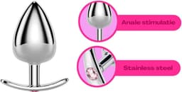 Cupitoys® Metalen buttplug - Zilver - Diamant lichtroze - Anker - Large - Sex toys voor vrouwen - Sex toys voor mannen - Buttplugs — thumbnail 4