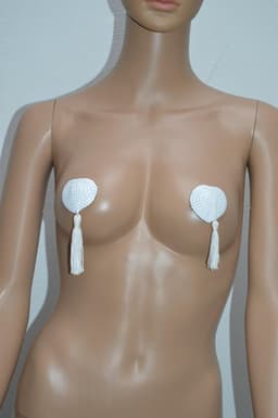 Witte Hartvormige Tepelstickers Tepel PlakkerTepelkwastjes Nipple Sticker — thumbnail 2