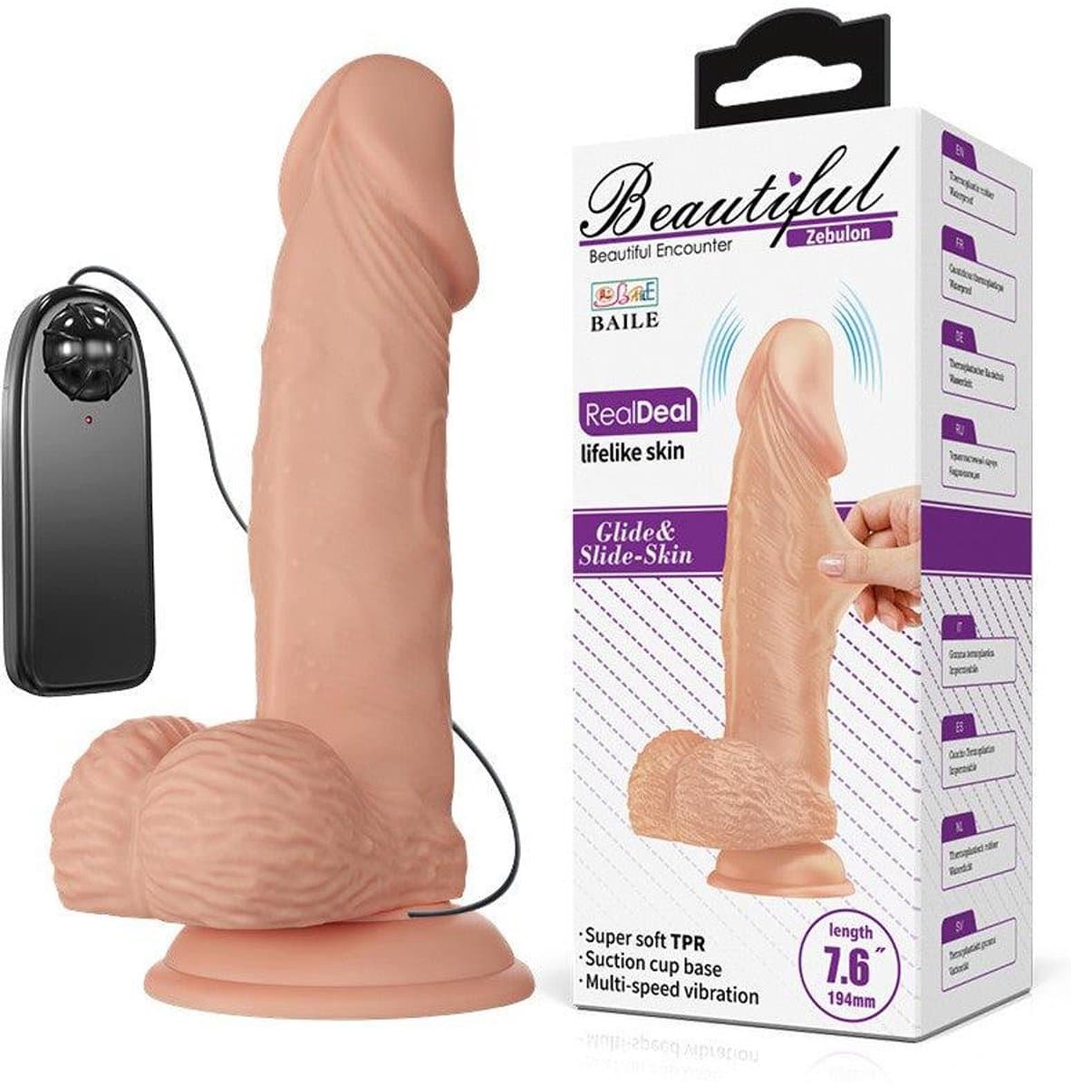 Pretty Love - Zebulon - Realistische Vibrerende Dildo - Lichte Huidskleur - Met afstandsbediening — afbeelding 1