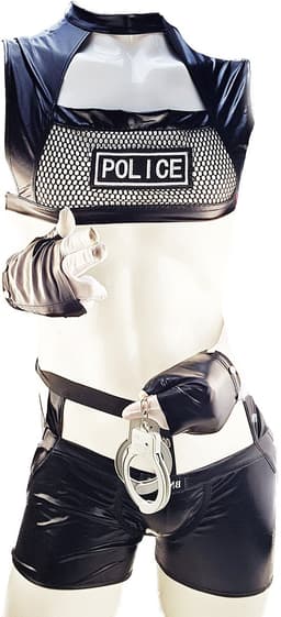 BNDGx® Sexy Cosplay Rollenspel kleding - Onesize - outfit heren Politie zwart wit set — thumbnail 1