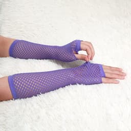 'Elastische Visnet Vingerloze Arm Warmers Handschoenen voor Vrouwen - Zwart - One Size' — thumbnail 4