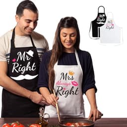 Gepersonaliseerd Mr & Mrs Schort - 2 Stuks Keukenschort voor Valentijnsdag, Bruiloft, Verloving en Verjaardag — thumbnail 4