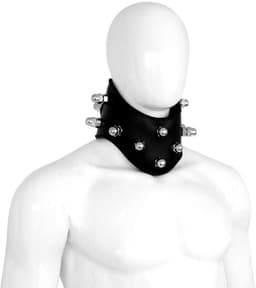 Kiotos - Hoge Posture Collar met Bouten en Moeren - Leder - Zwart — thumbnail 1