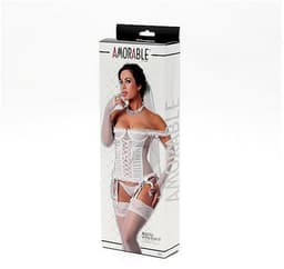 Amorable - Bruid Lingerieset - 7-delig - Inclusief Kousen, String en Sluier S — thumbnail 2