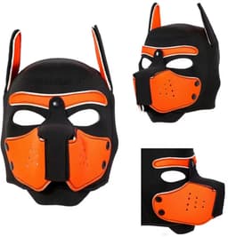 Honden Masker - Zwart & Oranje - Puppy Play - BDSM Roleplay & Cosplay - Unisex - Sex Speeltjes Toys - Erotiek - Bondage Masker - OneSize — thumbnail 1