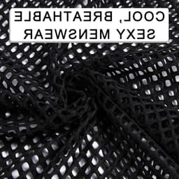 Korte Mouw Mesh Fishnet T-Shirt voor Mannen - Fitted Muscle Top voor Zomer, Club en Workout - Sexy en Transparant Crop Top met Ronde Hals — thumbnail 3