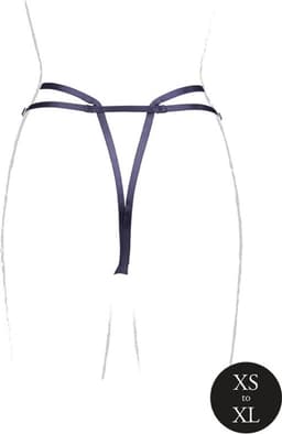 Shots - Le Désir Sophia - Slip met Open Kruis en Billen, Verstelbare Schuifregelaar en Gouden Details - One Size black OS — thumbnail 3