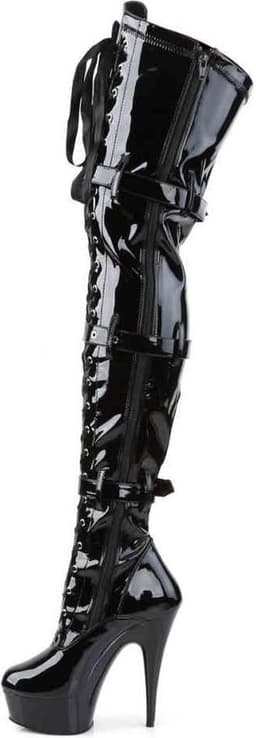 Pleaser - DELIGHT3028 Plateau Overknee Laarzen - Paaldans schoenen - 45 Shoes - Zwart — thumbnail 3