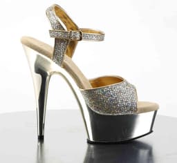 EU 40 = US 10 | DELIGHT-609G | 6 Heel, 1 3/4 Gold Chrome PF Ankle Strap Sandal — thumbnail 5
