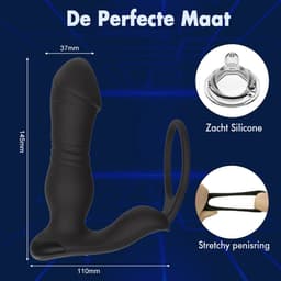 IntiMate® P SpotPleaser - Prostaat Stimulator voor Mannen - Luxe Anale Vibrator met Dubbele Penisringen - 3 in 1 Geavanceerde Buttplug - Vibrerende Dildo met Cockring - Prostaat Massager Sex Toys voor Mannen - Stotende Buttplug — thumbnail 5