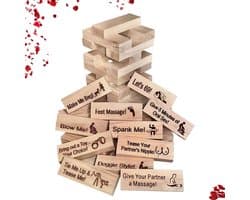 48 stuks Block Tower Spel voor Volwassenen - Spannend Spel voor Koppels en Uitdagende Activiteit voor Verjaardagen en Valentijnsdag