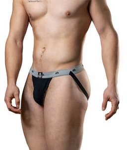 MM Sports The Original Swimmer/Jogger Jockstrap 1 inch Black - MAAT M - Heren Ondergoed - Jockstrap voor Man - Mannen Jock — thumbnail 2