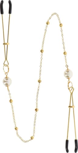 Taboom - Tweezers Pearl & Deluxe Chain - Bondage / SM Nipple clamps Goud — thumbnail 3