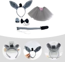 FRCOLOR Costume Set with Tutu Skirt Ear Headband Tail Bow Tie Animal Costume Set Halloween Cosplay Party Accessories 5 - ShopVlot — thumbnail 3
