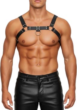 AIEOE Men's Leather Harness Adjustable Body Chain Chest Harness Fetish Sexy Underwear Clubwear Party Outfit Cosplay - ShopVlot — thumbnail 1