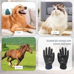 Handschoenen + 1 stuk Pet Flea Comb Dog Cat Universal Bath Massage Brush de Shedding Gloves Clean de-Shedding Comb Links en Rechts Hand Universeel — thumbnail 4