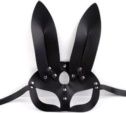 Cosplay masker - Konijn masker - Bunny harnas - Cosplay accessoire - Sexy masker - Sexy harnas - Bunny cosplay harness - Zwart - PU leer - Jonyx — thumbnail 1