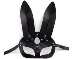 Cosplay masker - Konijn masker - Bunny harnas - Cosplay accessoire - Sexy masker - Sexy harnas - Bunny cosplay harness - Zwart - PU leer - Jonyx