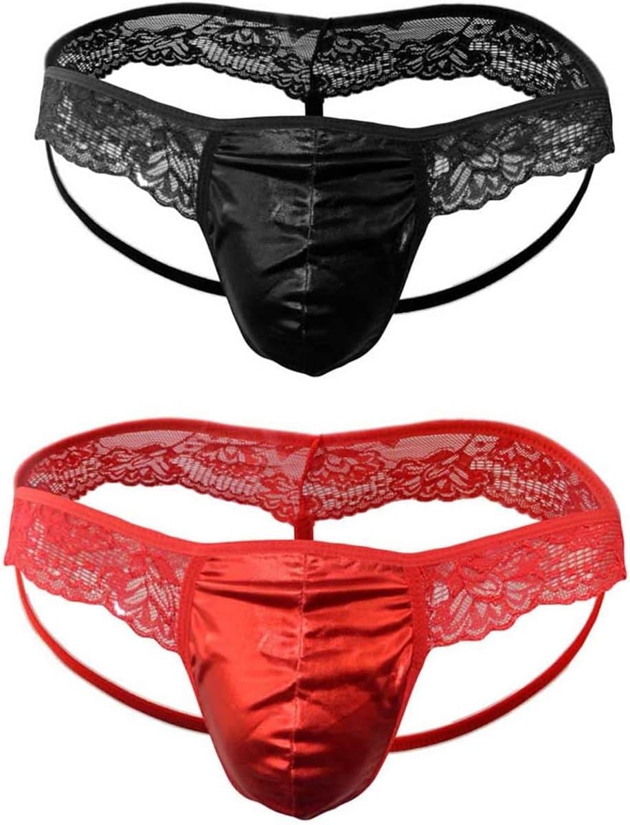 Sissy String voor Heren - Kant Slipje met Pouch en Ruches — afbeelding 1