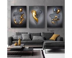 3-delige Kunst Posterset: Romantisch Koppel Beeldhouwkunst Canvas Schilderij (30x40 cm)