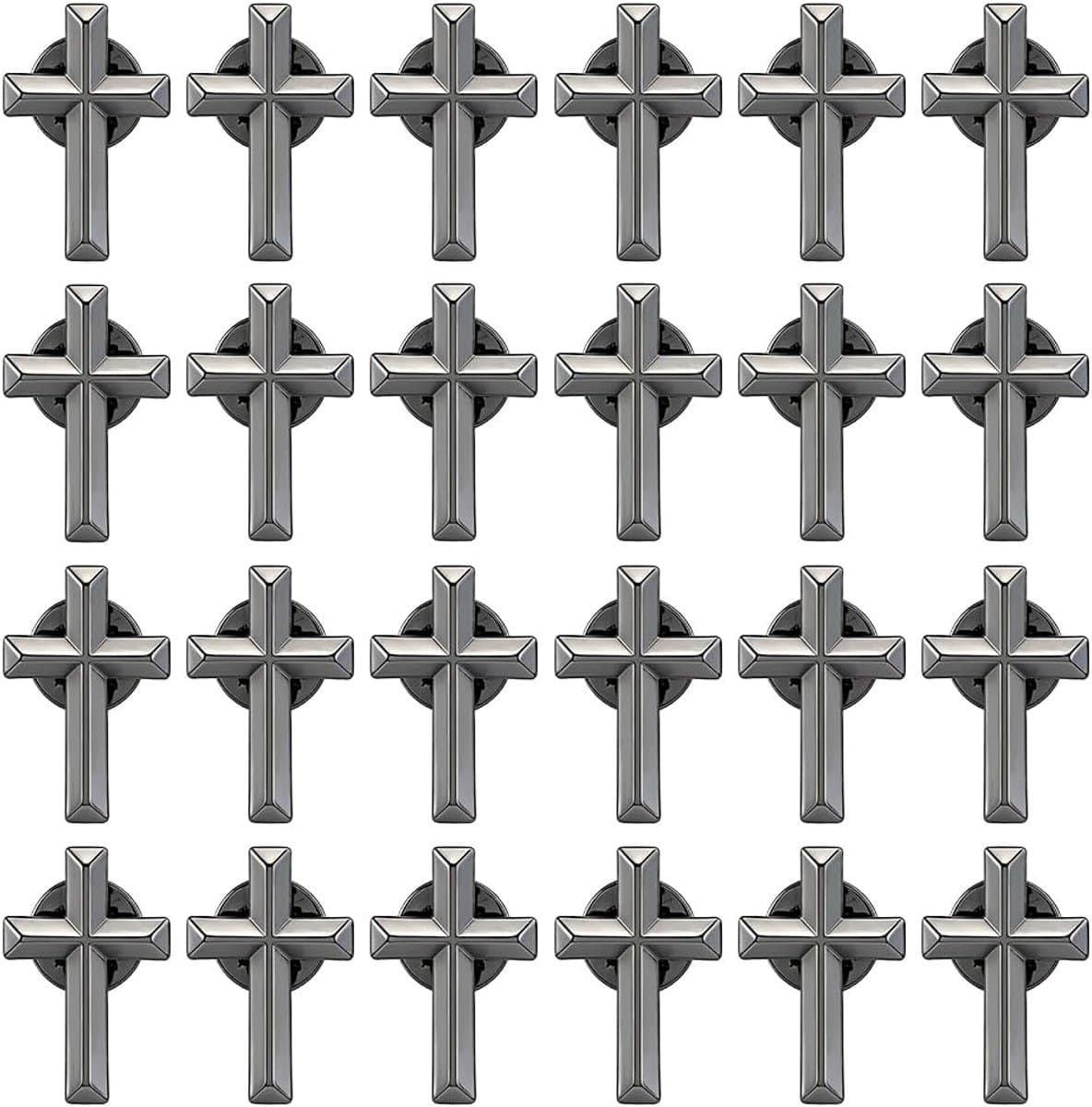 24 stuks Gunmetal Kruis Reversnaalden Legering Kruis Broches 2,5 x 1,6 cm Christelijke Broches Heren Pak Reversspelden voor Begrafenis Kerk Gebed Openbare Groothandel voor Kleding — afbeelding 1