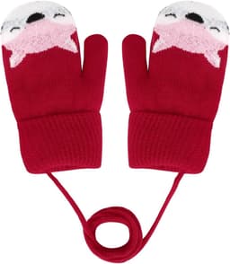 wanten voor baby's en peuters, gebreide handschoenen voor 1, 2, 3, 4, 5, 6 jaar, jongens en meisjes, winter, warme gebreide handschoenen met koord, fleece binnenvoering — thumbnail 4