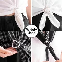 6 stuks Sjaalring Klem, Parelensjaal Ringklemmen, Ronde T-shirt Dasringen, Modieuze Metaal Kledingklem voor Dameskleding, Decoratieve Kledingaccessoires — thumbnail 2