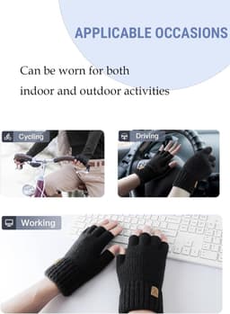 Handschoenen halve vinger winter warme gebreide handschoenen werken hardlopen fietsen rijden voor mannen en vrouwen — thumbnail 5