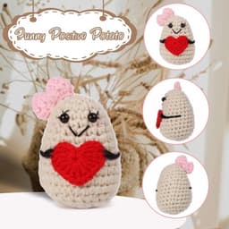 Aardappelpop 7,5cm - Grappige Aardappel - Positieve Bevestigingskaart - Creatief Cadeauspeelgoed - Feestdecoratie - Premium Wolgaren - Knuffelpop — thumbnail 4