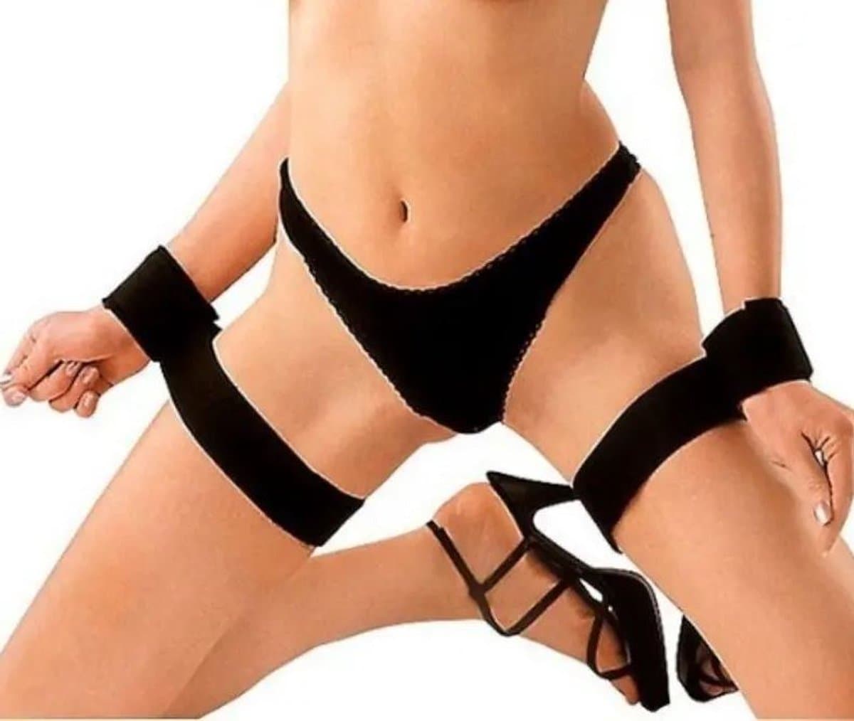 Handboeien - Enkelboeien - Bondage set - Vastbinden - BDSM - Erotiek - Rollenspel - Seksspeeltje - Nylon - Zwart - Jonyx — afbeelding 1