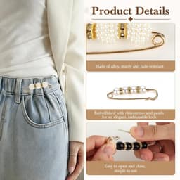 Broches voor kleding, parels strass broche dames met knopen, multi-size halslijn verkleineren clip zonder naaien, veiligheidsspelden voor truien, sjaals, broeken, jurken, hoeden, doe-het-zelf — thumbnail 2
