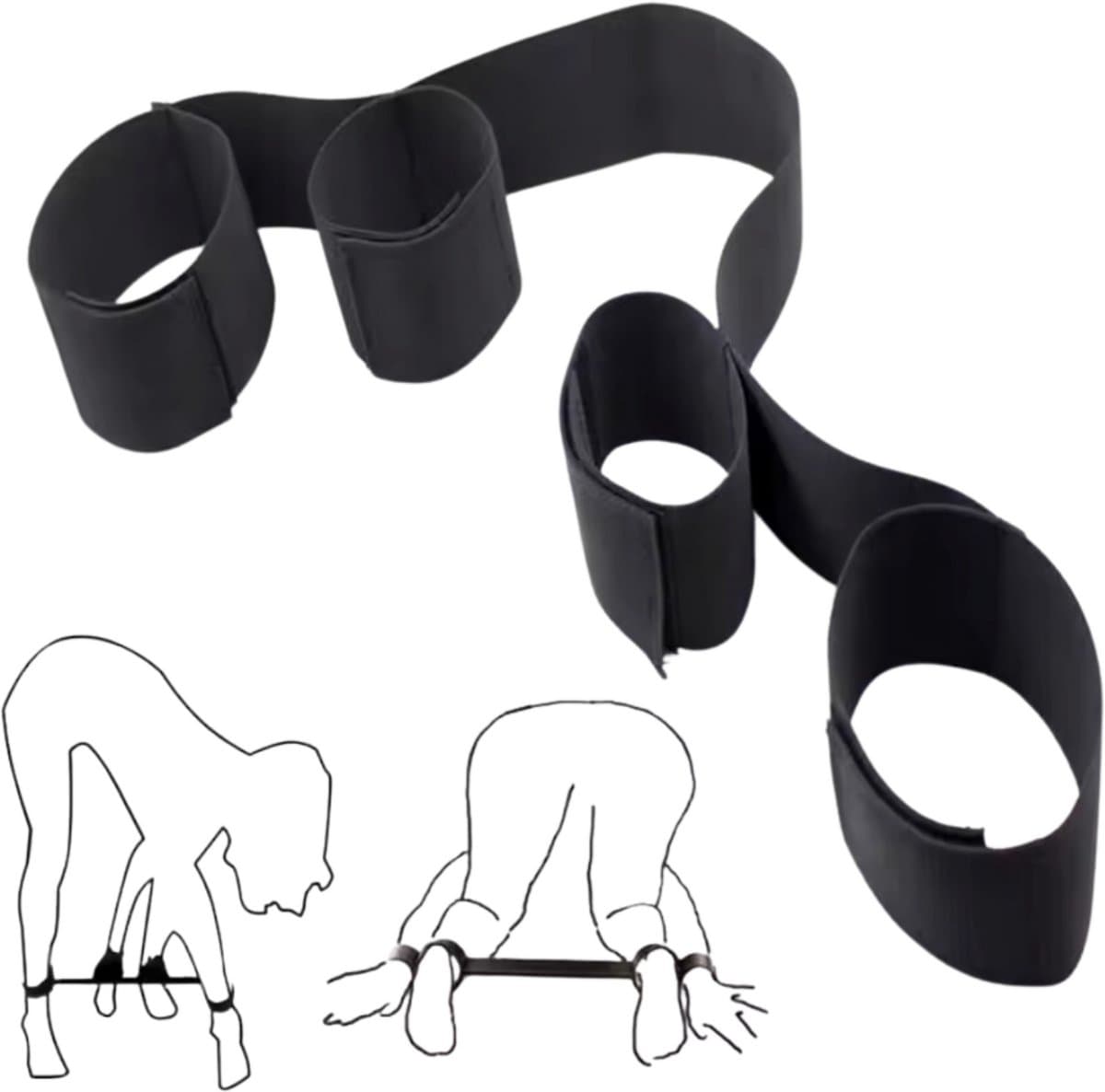 BDSM Bondage Harnas - Zwart, Stevig en Verstelbaar - Handboeien en Enkelbanden - Sexy Lingerie voor Dames en Heren - One Size — afbeelding 1