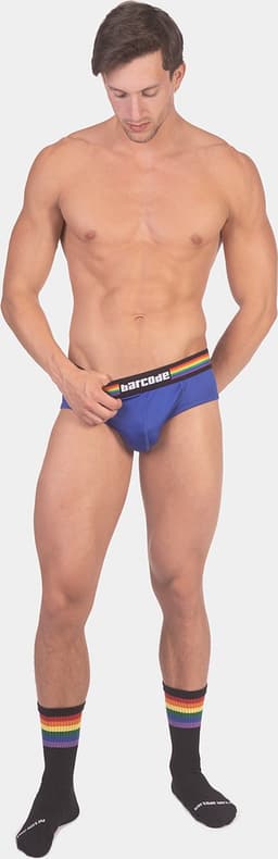 Barcode Berlin Backless Brief Pride Royal - MAAT XL - Erotisch Heren Ondergoed - Slip voor Man - Sexy mannen Slip — thumbnail 3