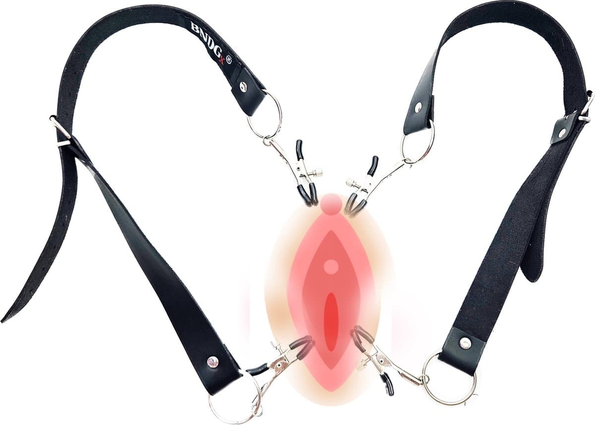 BNDGx® - Vagina spreider - Schaamlippen klem - Extreme BDSM strap bondage broek — afbeelding 1