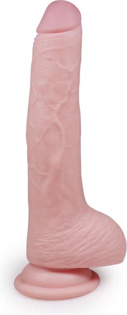 Oplaadbare Vibrator met  Draadloze Afstandsbediening - Dildo met realistische Eikel en Aders - Inclusief Balzak - Huidskleur - 21 CM — thumbnail 5