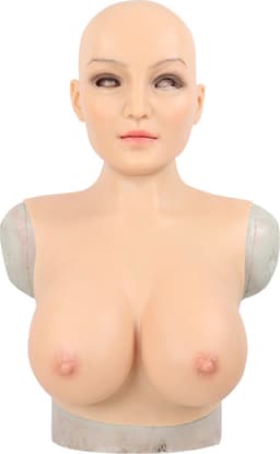 Siliconen borst + gezicht combinatie - 100% Medische Hypoallergene Siliconen - Realistisch - Crossdresser - Transgender - Travestiet - Mastectomie - Hoofd - Gezichtsmasker - Female Face - Femboy - kunstborst - fake boob - siliconen borsten - nepborst — thumbnail 1