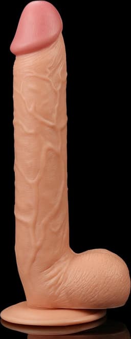Realistische XXL King Size Dildo 27.5 cm lang en 4.5 cm dik - Levensechte Grote Dildo 27.5 cm lang - Realistische dildo met balzak en stevige zuignap - Realistische Dildo Met Zuignap en Balzak — thumbnail 9