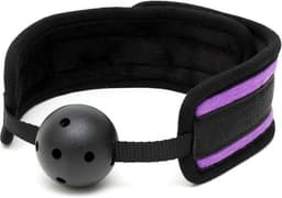 Rimba - Comfortabele ball gag - Zwart/Paars - Verstelbaar — thumbnail 2